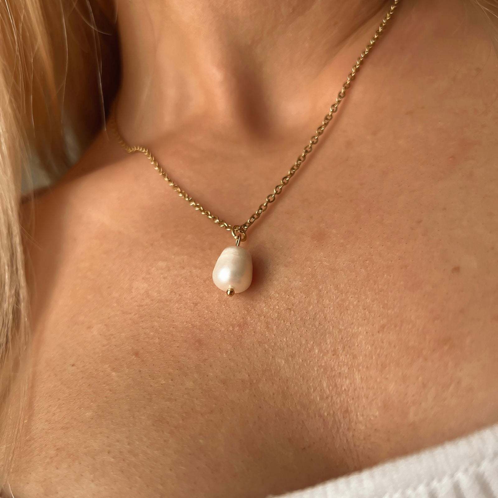 PERLINA Kette | Edelstahl | wasserfest - Shopgalaxy