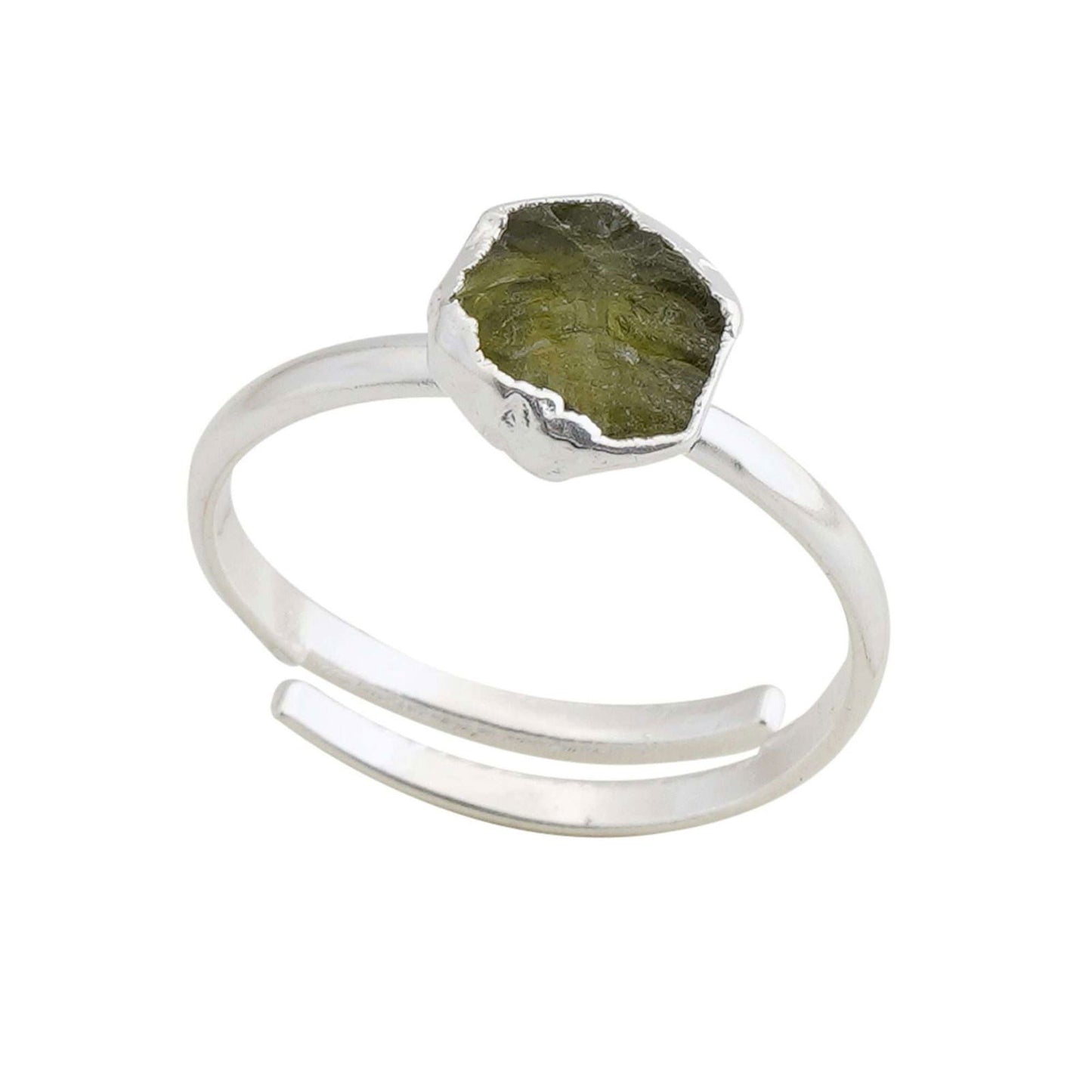Peridot Adjustable Ring Handmade in its Natural form in 925 Silver - Shopgalaxy.ch