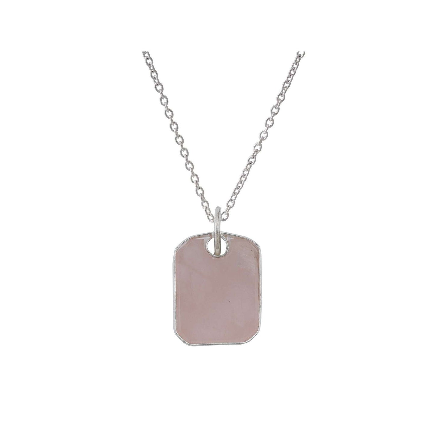 Rose Quartz Pendant in rectangular shape for Men handmade in Silver 925 - Shopgalaxy.ch