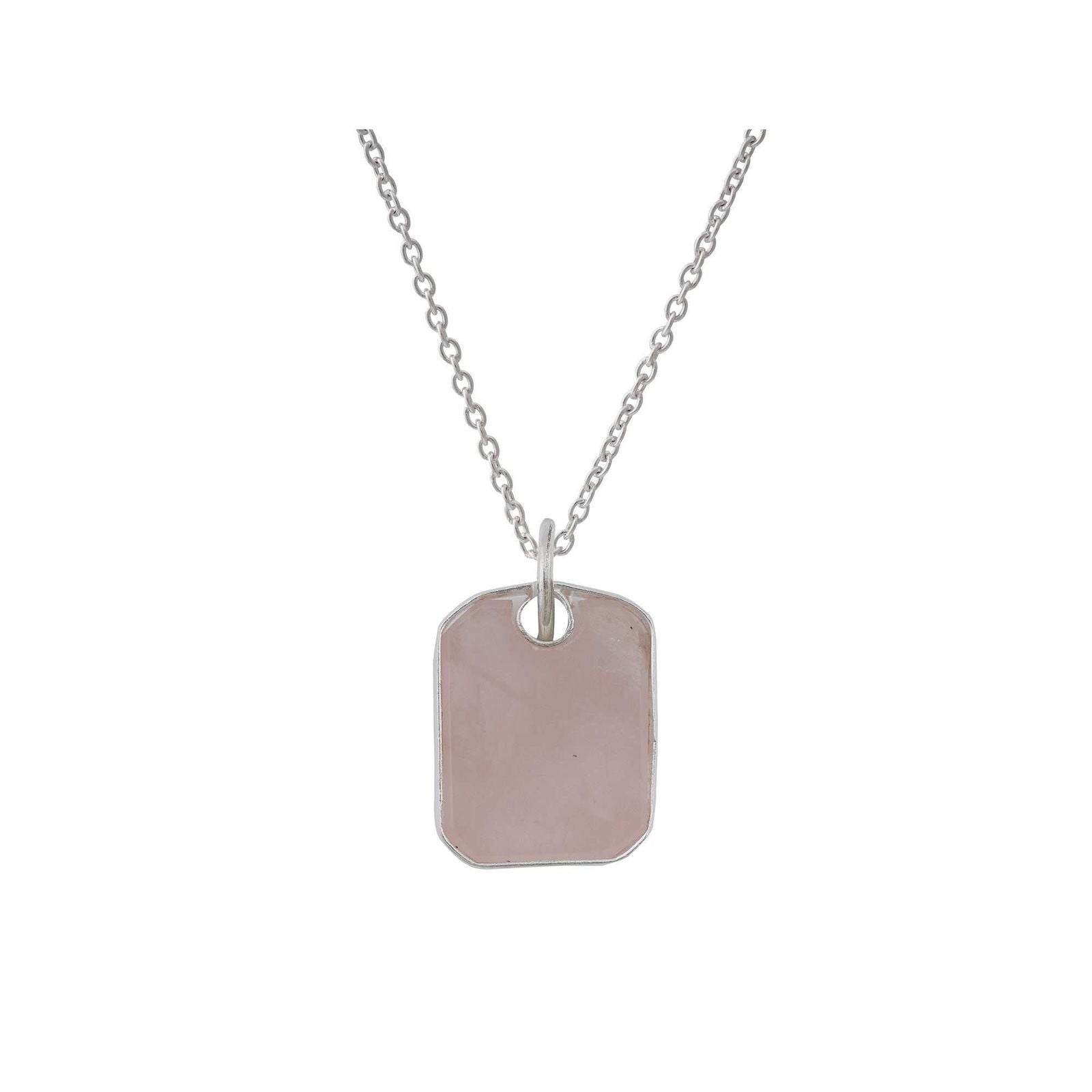 Rose Quartz Pendant in rectangular shape for Men handmade in Silver 925 - Shopgalaxy.ch