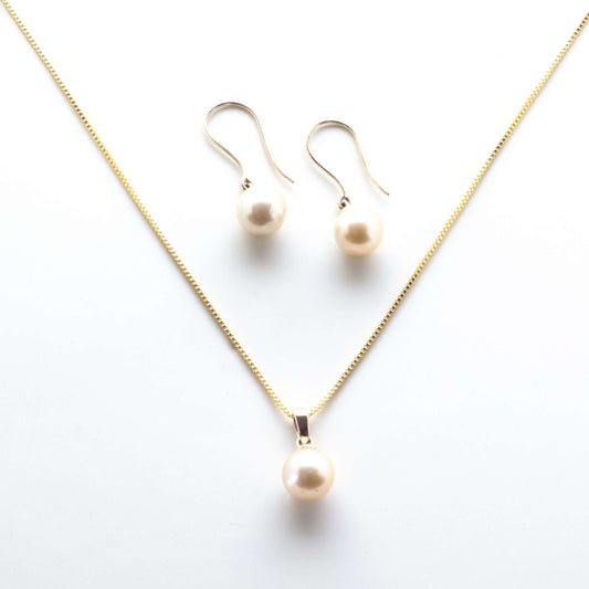 South Sea Golden Pearls Lyons Set in 10 CT Gold Setting 8.5 - 9.5 MM AA+-0
