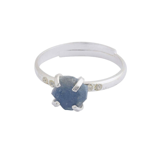 Sapphire Adjustable Ring Handmade in its Natural form in 925 Silver - Shopgalaxy.ch