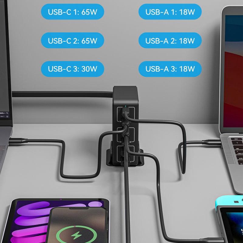 Schnell-Ladegerät 120W Typ-C+USB 6 Ports Desktop - Shopgalaxy