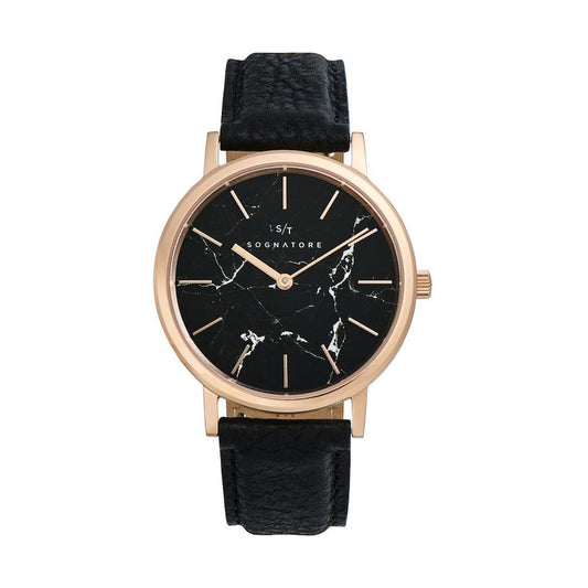 Sognatore Marble Black Rose Gold Damenuhr / Herrenuhr - Shopgalaxy.ch