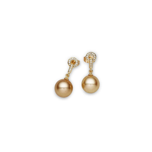 South Sea Gold Pearls Taren Point Dangling Earrings 12-13 mm AAA - Shopgalaxy.ch