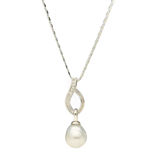 South Sea White Baroque Pearl Ponds Pendant11-12 mm AA - Shopgalaxy.ch