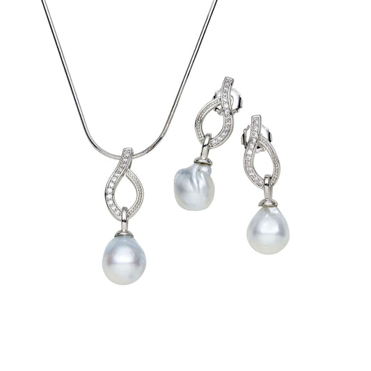 South Sea White Baroque Pearl Ponds Set 11-12 mm AA - Shopgalaxy.ch