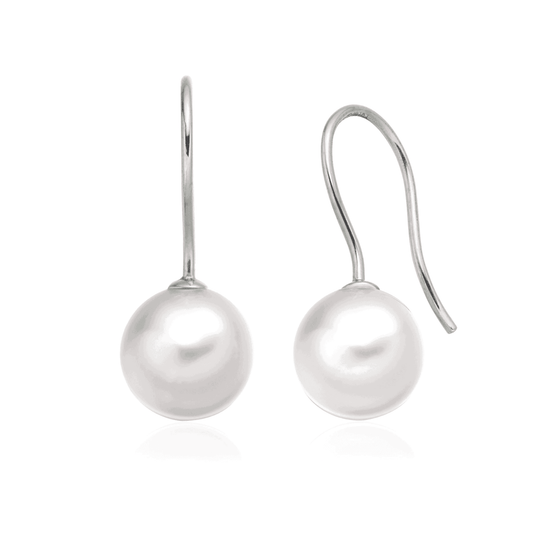 South Sea White Pearl French Hook Keith Earrings in 9-10 MM - Shopgalaxy.ch