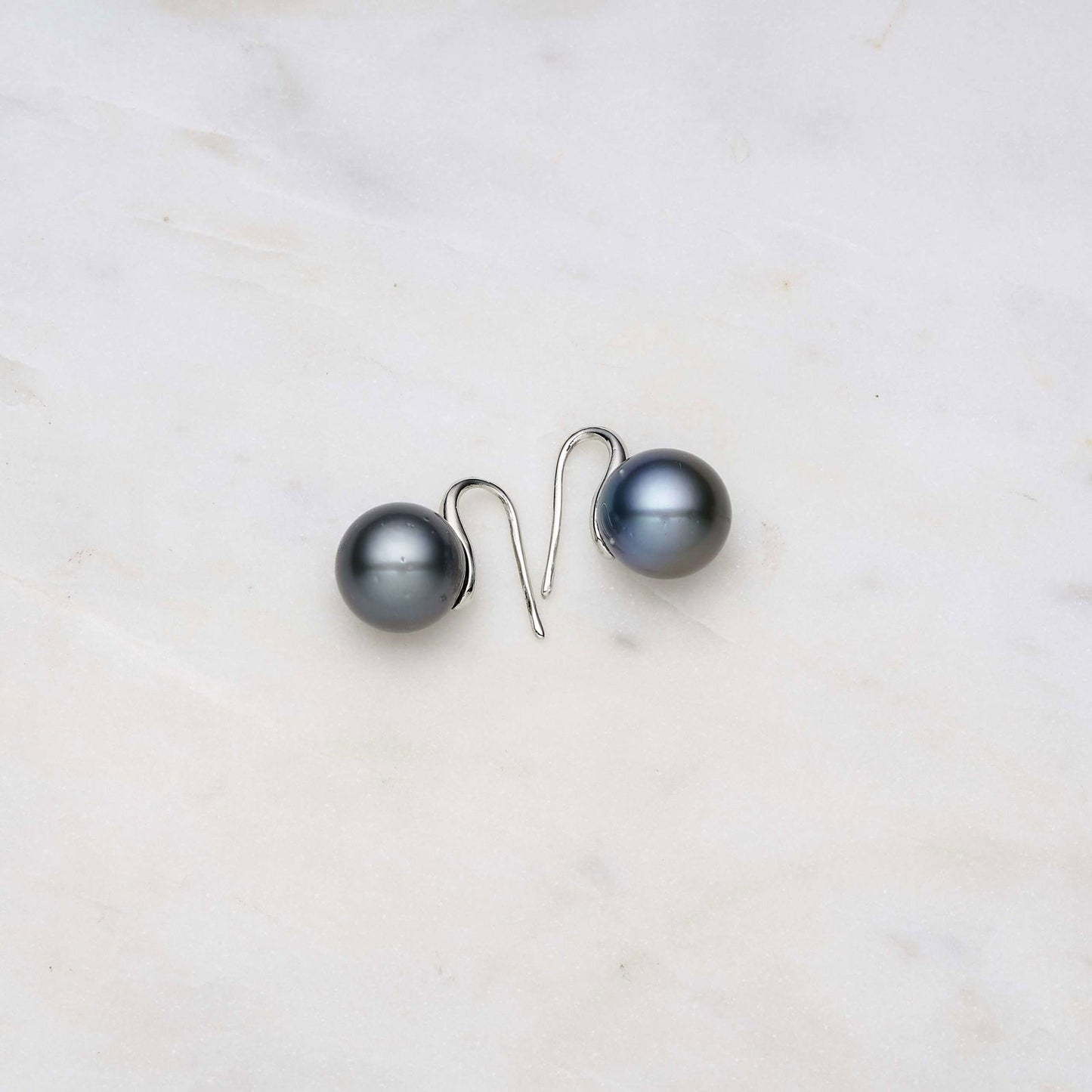 Tahitian South Sea Black Pearls Arue Earrings 11-12 mm AA - Shopgalaxy.ch