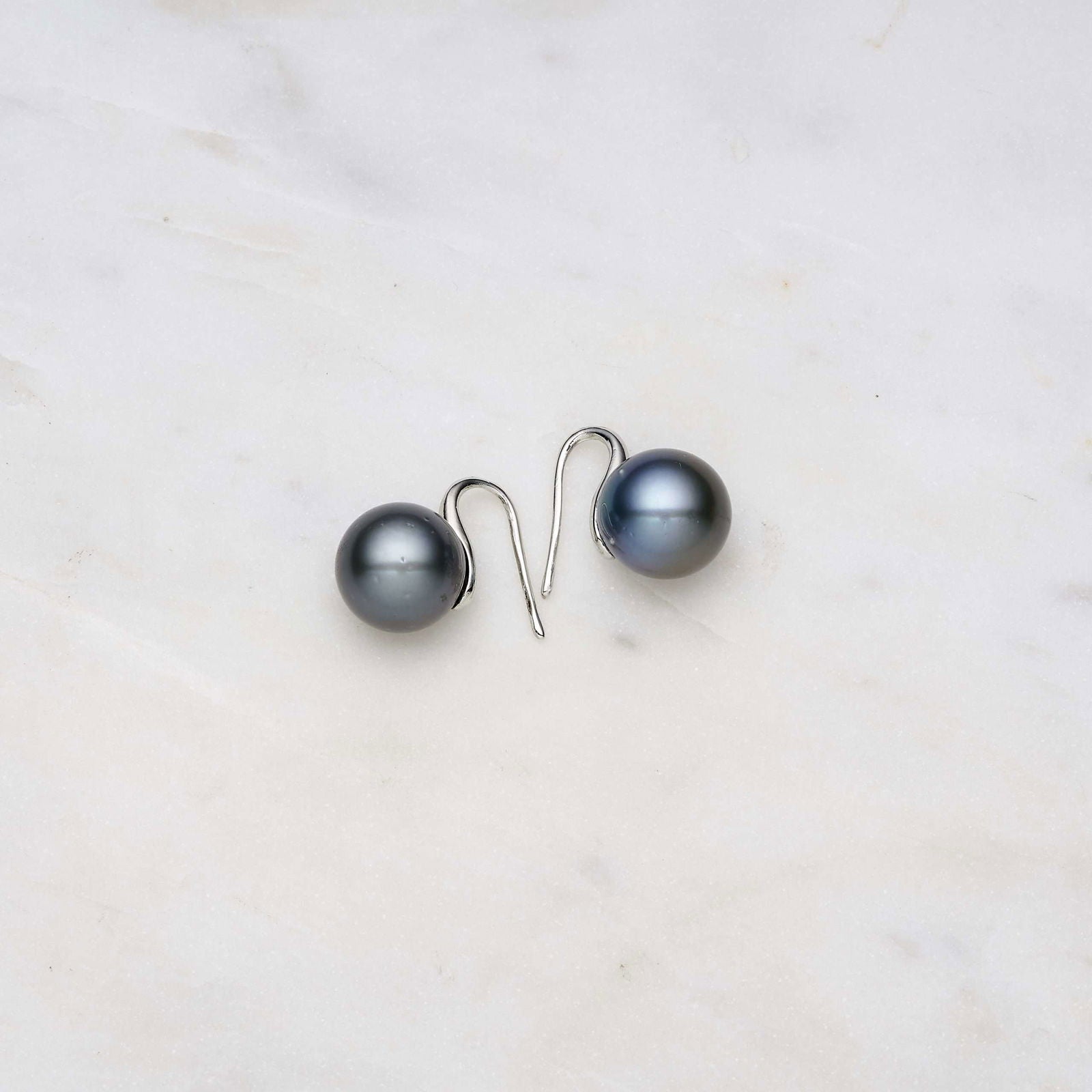 Tahitian South Sea Black Pearls Arue Earrings 11-12 mm AA - Shopgalaxy.ch