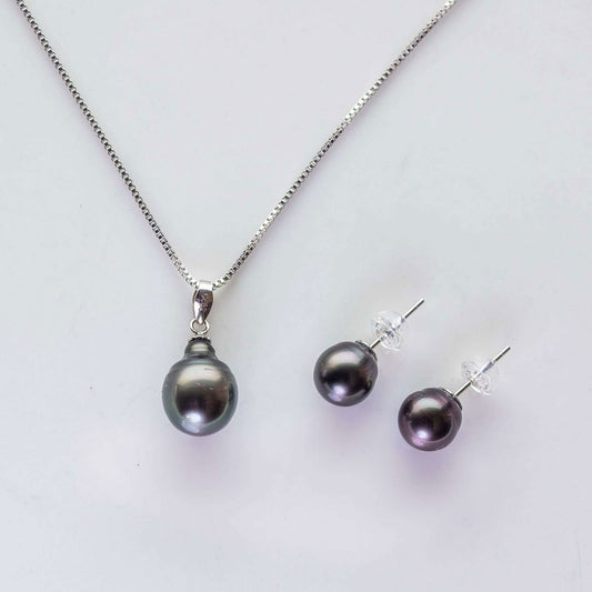 Tahitian South Sea Black Pearls Camden Set 8-10 mm - Shopgalaxy.ch