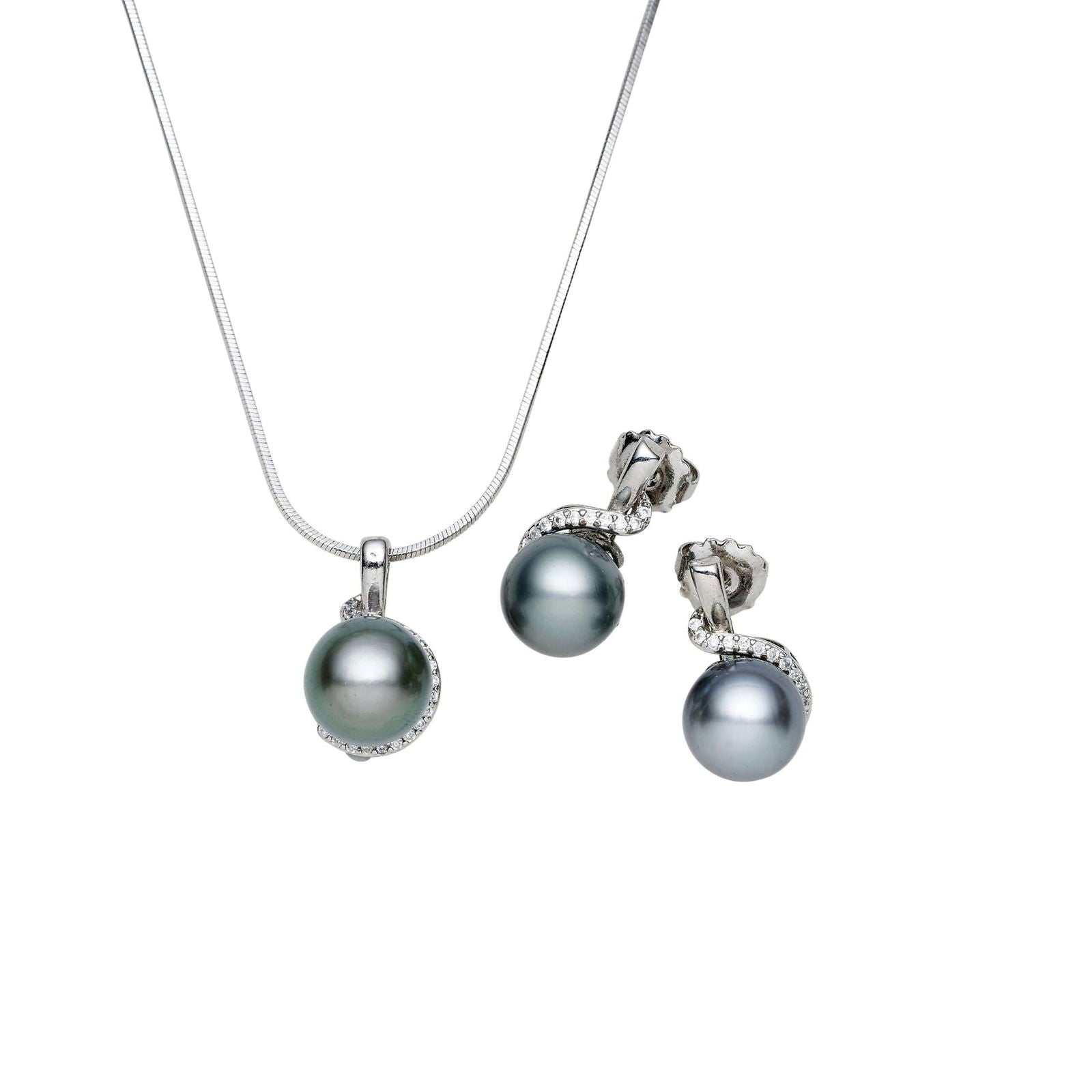 Tahitian South Sea Black Pearls Tahmoor Set 12-13 mm AA - Shopgalaxy.ch