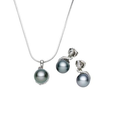 Tahitian South Sea Black Pearls Tahmoor Set 12-13 mm AA - Shopgalaxy.ch
