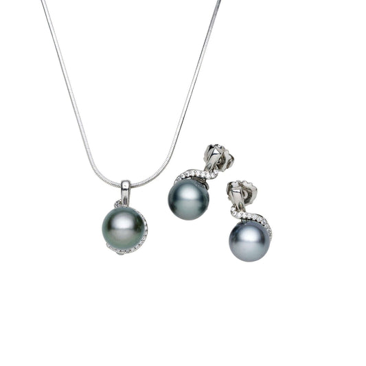 Tahitian South Sea Black Pearls Tahmoor Set 12-13 mm AA - Shopgalaxy.ch