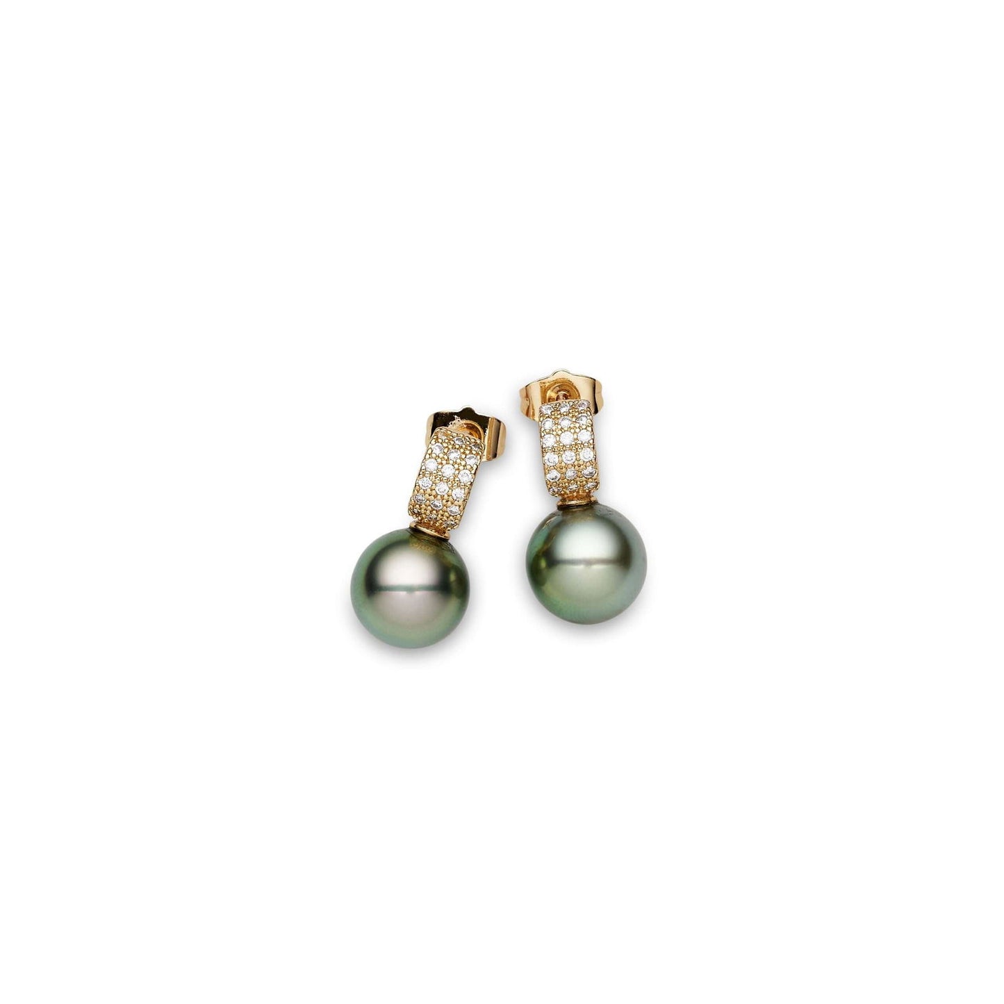 Tahitian South Sea Black Pearls Talinn Dangling Earrings 11-12 mm AA - Shopgalaxy.ch