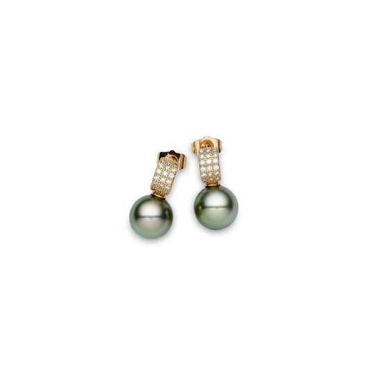 Tahitian South Sea Black Pearls Talinn Dangling Earrings 11-12 mm AA - Shopgalaxy.ch