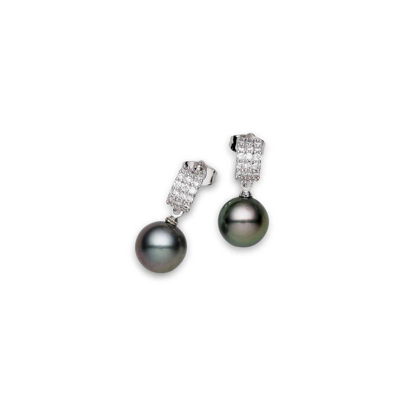 Tahitian South Sea Black Pearls Tilba Dangling Earrings 11-12 mm AA - Shopgalaxy.ch