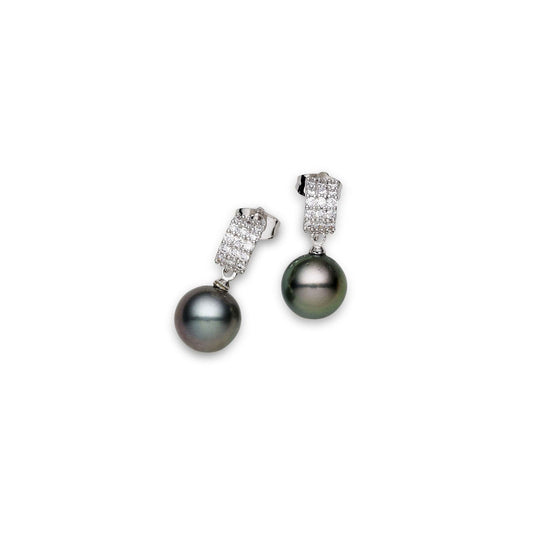 Tahitian South Sea Black Pearls Tilba Dangling Earrings 11-12 mm AA - Shopgalaxy.ch