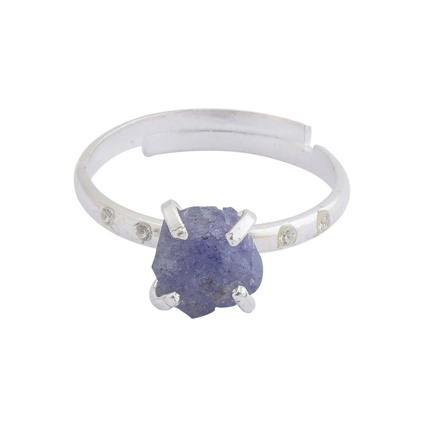 Tanzanite Adjustable Ring Handmade in its Natural form in 925 Silver - Shopgalaxy.ch