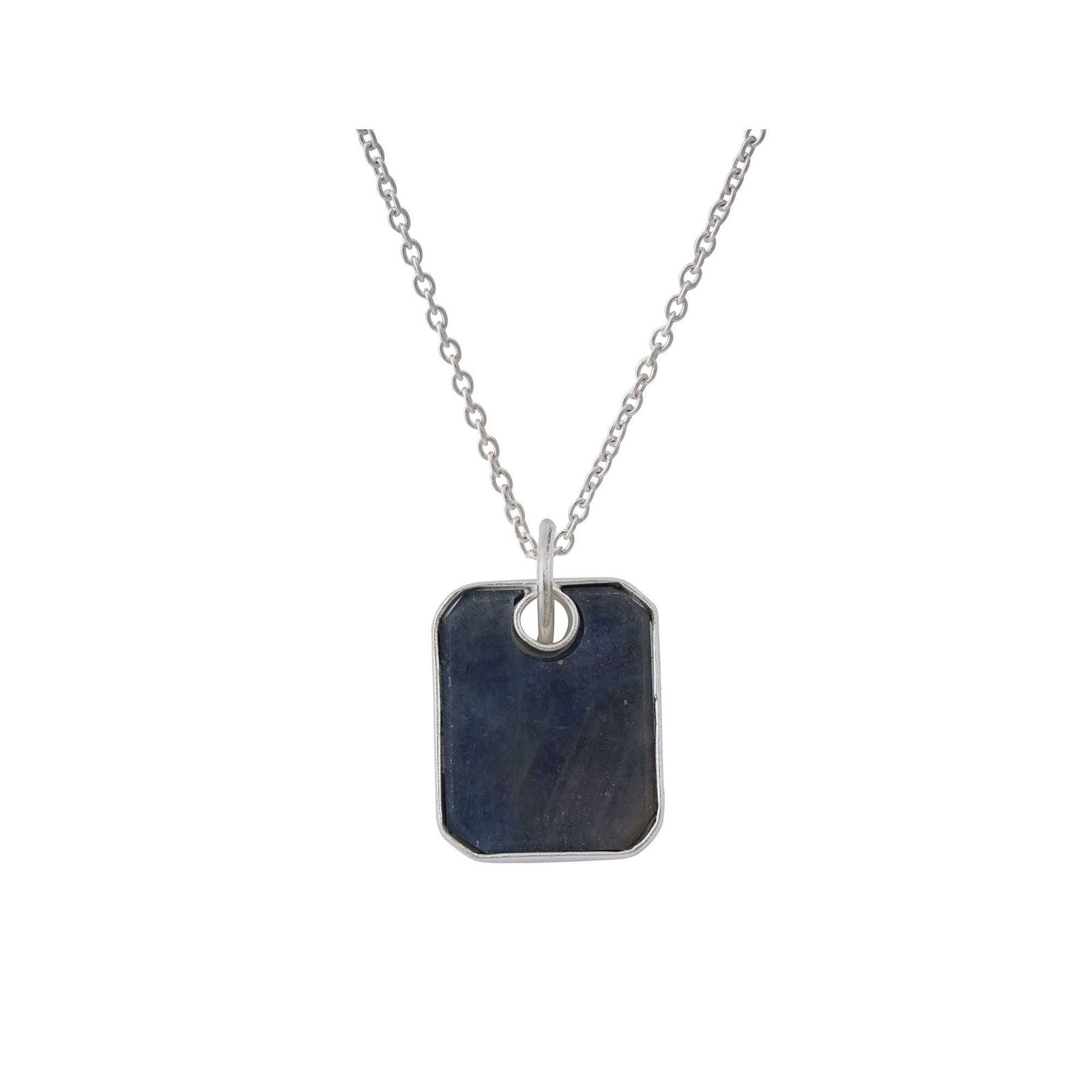 Tanzanite Pendant in rectangular shape for Men handmade in Silver 925 - Shopgalaxy.ch