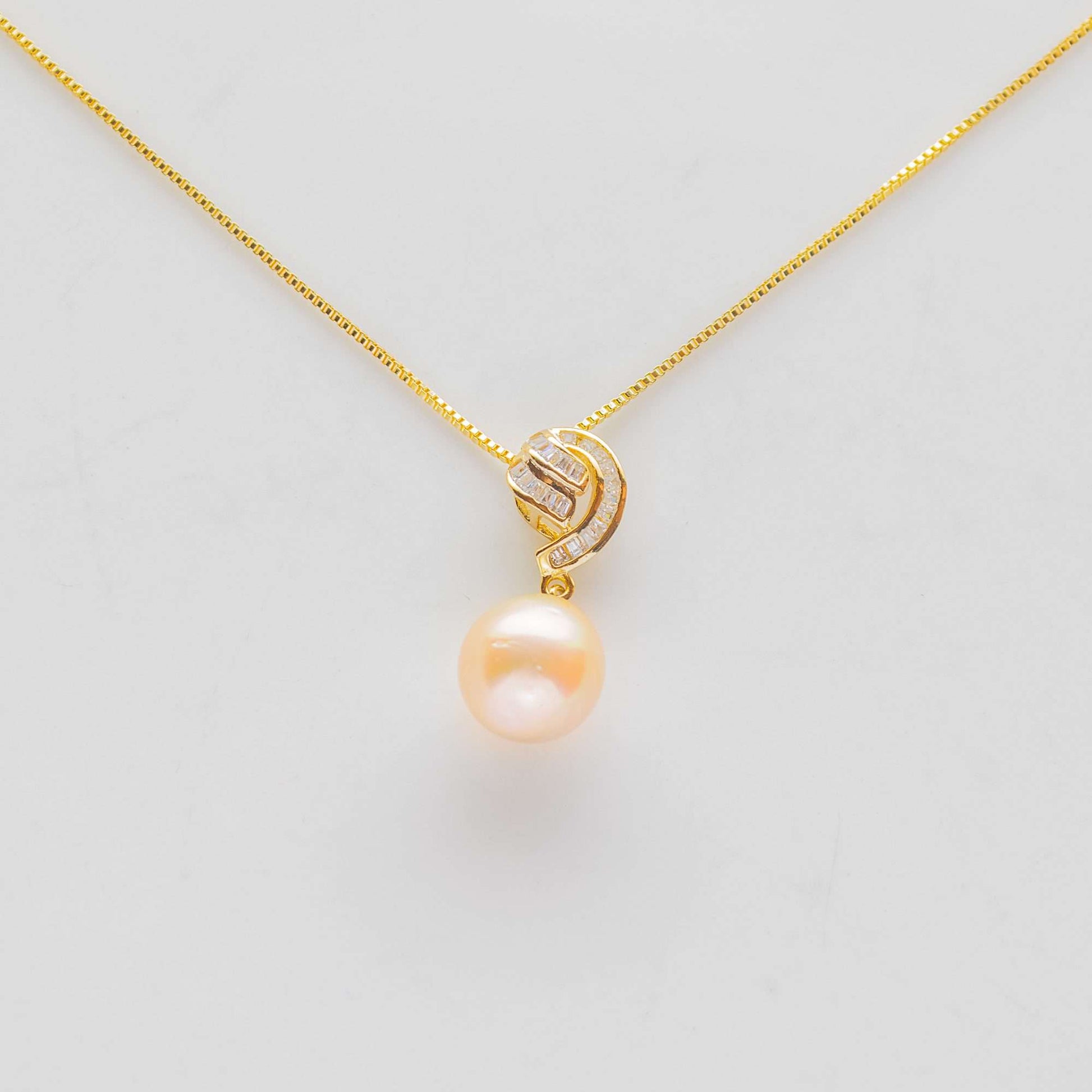 South Sea Golden Creamish Drop Pearl Kyoto Pendant Necklace 12 mm AAA-0