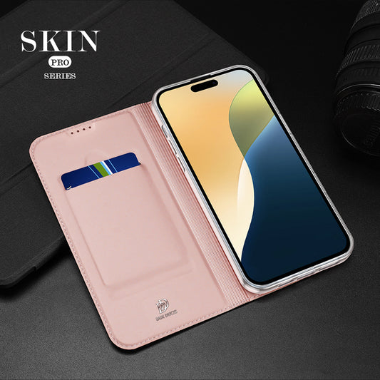 iPhone 16 Plus Schwarz Magnetic Flip Lederhülle