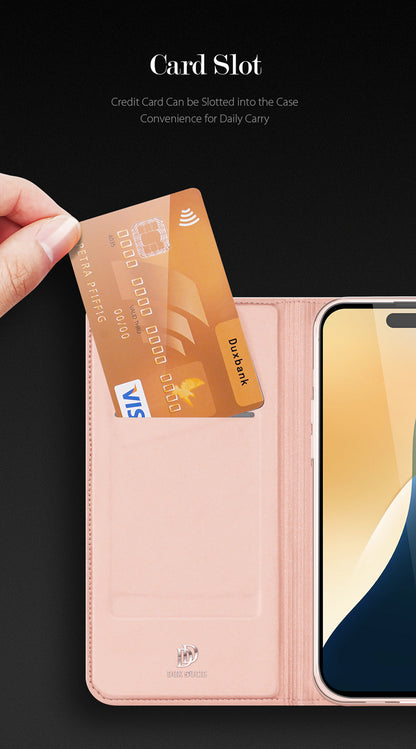 iPhone 16 Plus Schwarz Magnetic Flip Lederhülle