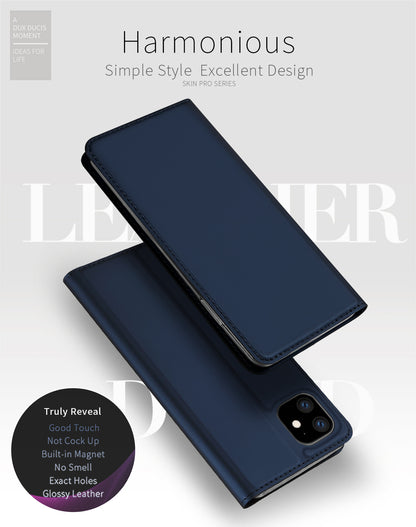 iPhone 11 Schwarz Horizontal Flip Leather Hülle