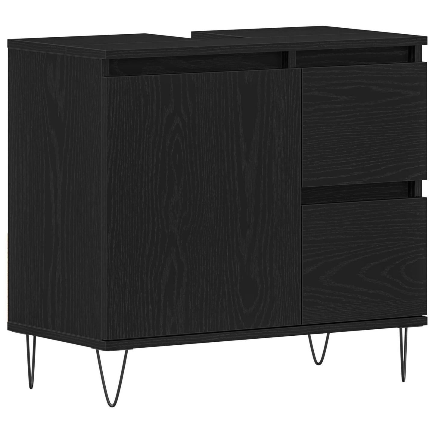 Waschbeckenunterschrank Schwarz Eiche 65x33x60 cm Spanplatte
