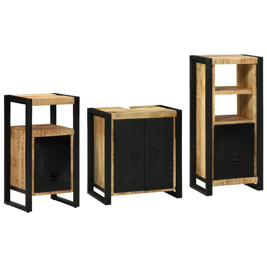 Badezimmermöbel Set mit Regal 3 pcs Braun Massives Mango-Holz