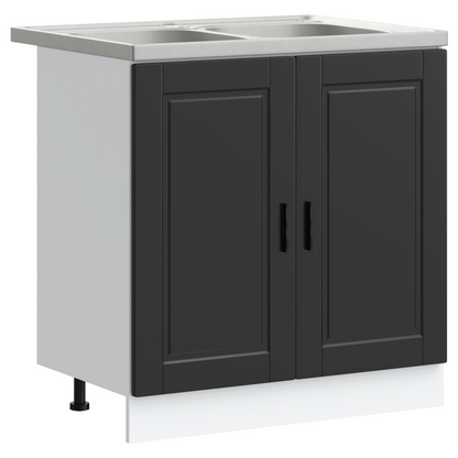 Waschbecken-Unterschrank Porto 2 pcs Schwarz 80 x 46 x 84.5 cm