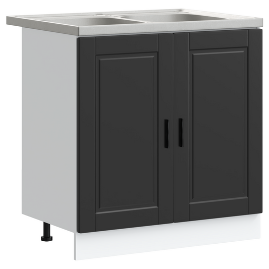 Waschbecken-Unterschrank Porto 2 pcs Schwarz 80 x 46 x 84.5 cm