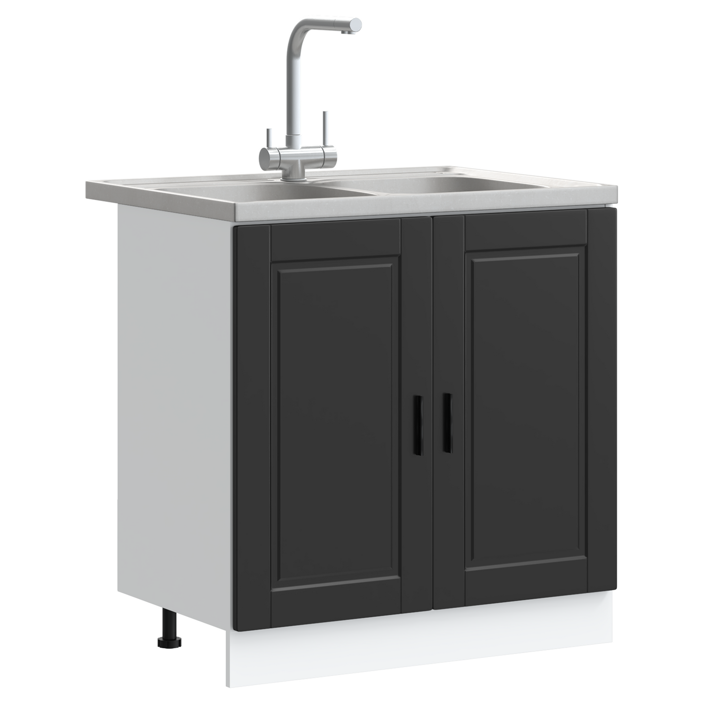 Waschbecken-Unterschrank Porto 2 pcs Schwarz 80 x 46 x 84.5 cm
