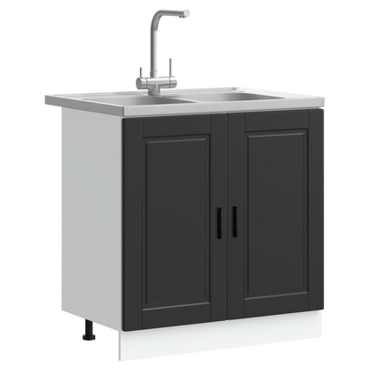 Waschbecken-Unterschrank Porto 2 pcs Schwarz 80 x 46 x 84.5 cm
