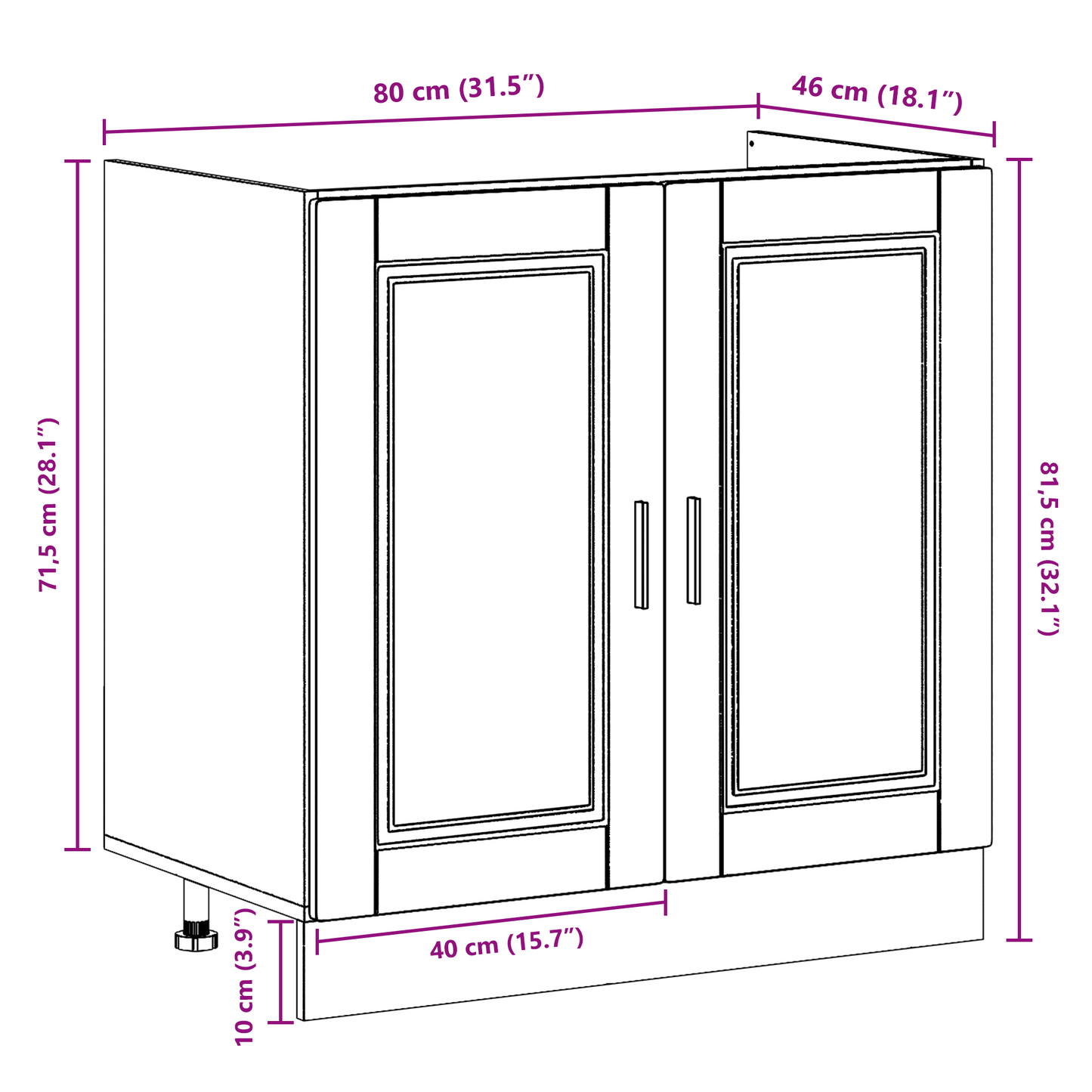 Waschbecken-Unterschrank Porto 2 pcs Grau 80 x 46 x 84.5 cm