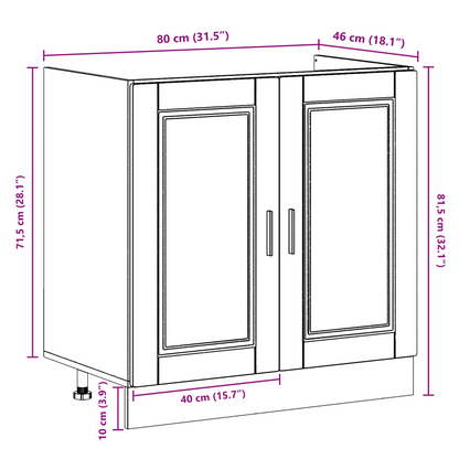 Waschbecken-Unterschrank Porto 2 pcs Grau 80 x 46 x 84.5 cm