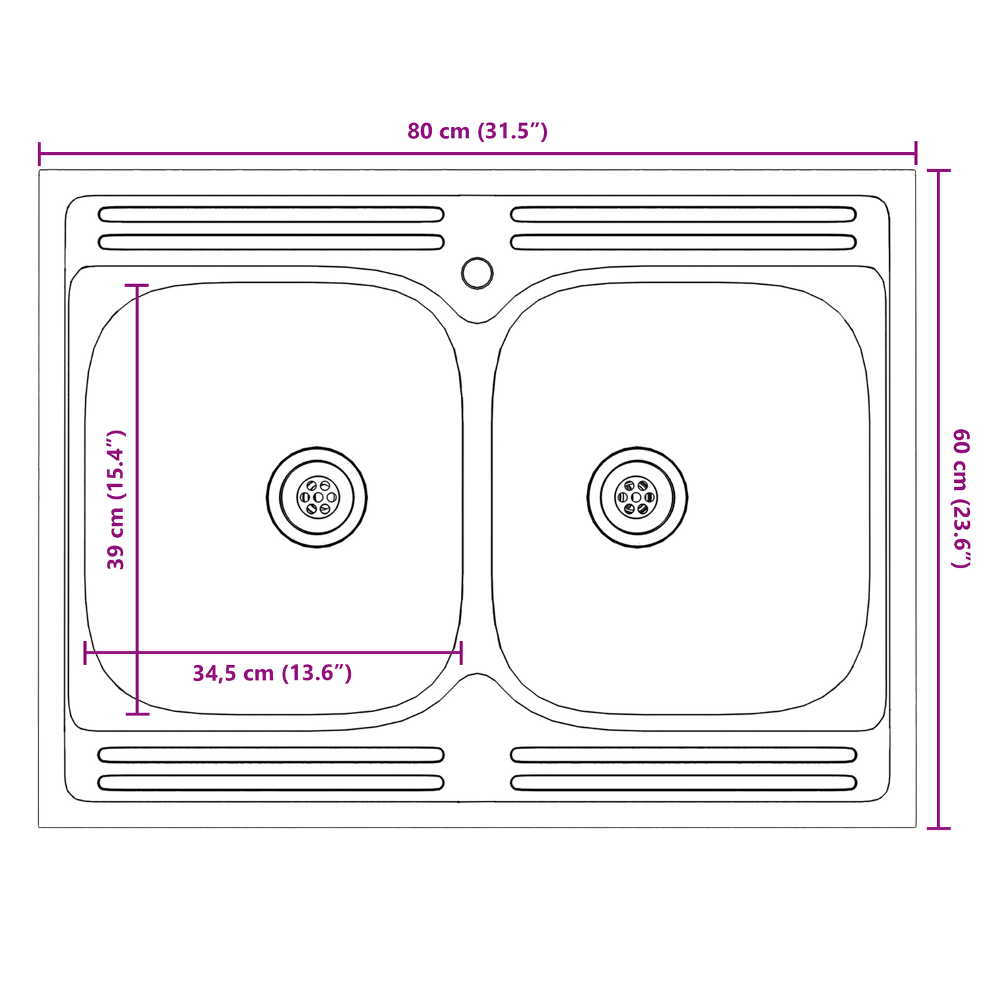 Waschbecken-Unterschrank Porto 2 pcs Grau 80 x 46 x 84.5 cm