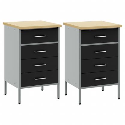 Werkbank mit Schubladen 2 pcs Schwarz und Grau 100 x 55 x 85 cm