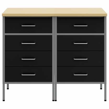 Werkbank mit Schubladen 2 pcs Schwarz und Grau 100 x 55 x 85 cm