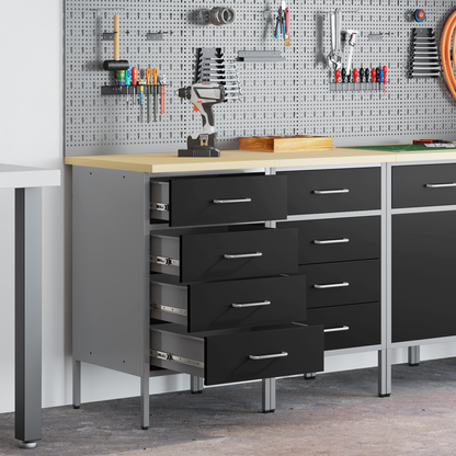 Werkbank mit Schubladen 2 pcs Schwarz und Grau 100 x 55 x 85 cm