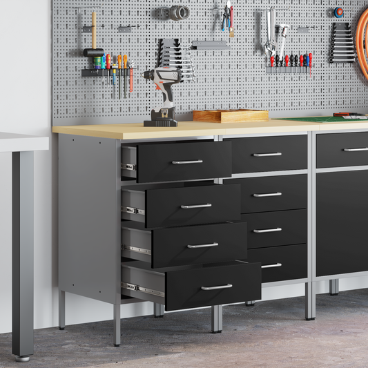 Werkbank mit Schubladen 2 pcs Schwarz und Grau 100 x 55 x 85 cm