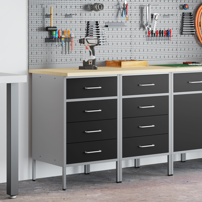 Werkbank mit Schubladen 2 pcs Schwarz und Grau 100 x 55 x 85 cm