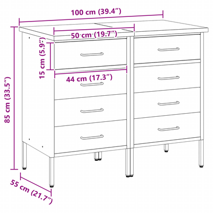 Werkbank mit Schubladen 2 pcs Schwarz und Grau 100 x 55 x 85 cm