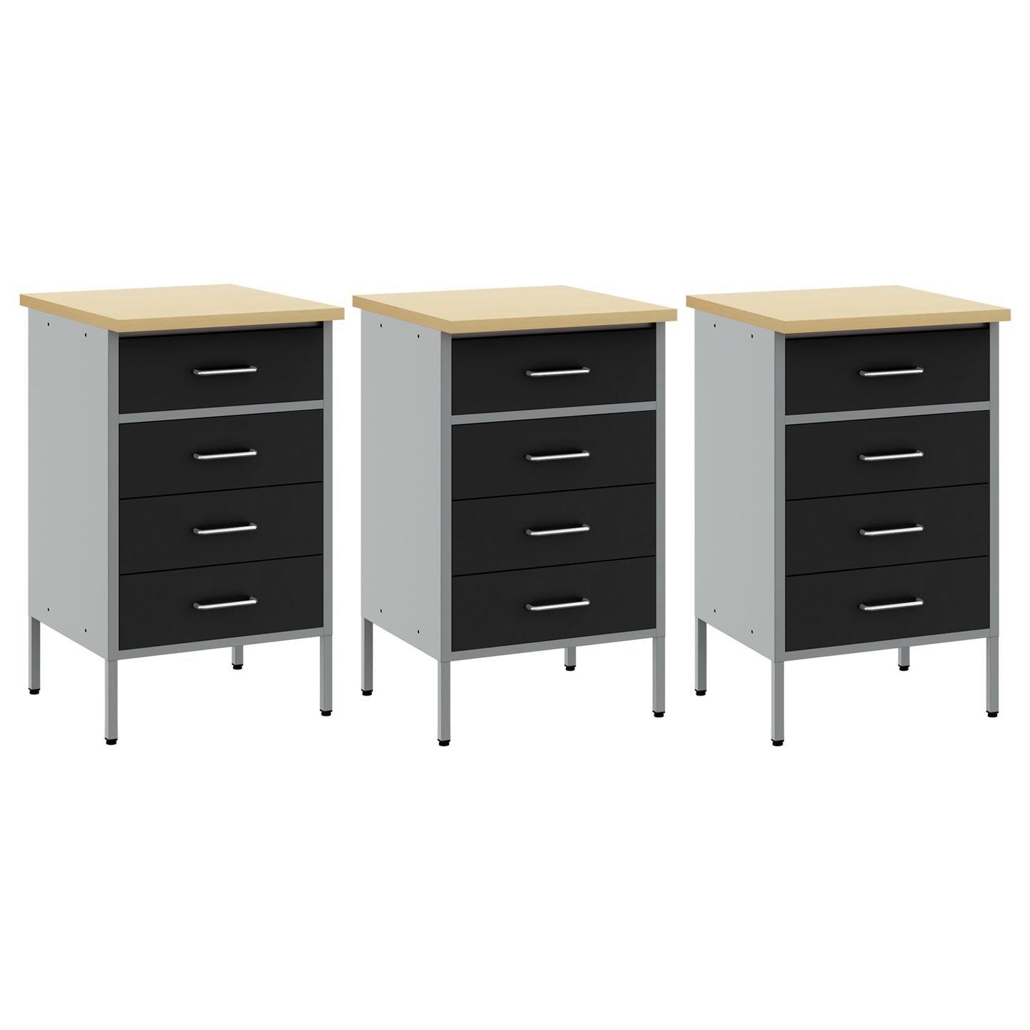 Werkbank mit Schubladen 3 pcs Schwarz und Grau 150 x 55 x 85 cm
