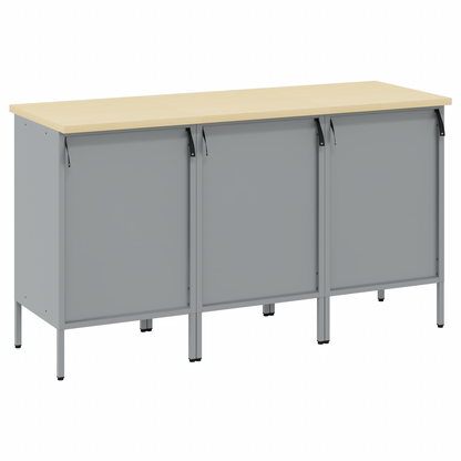 Werkbank mit Schubladen 3 pcs Schwarz und Grau 150 x 55 x 85 cm