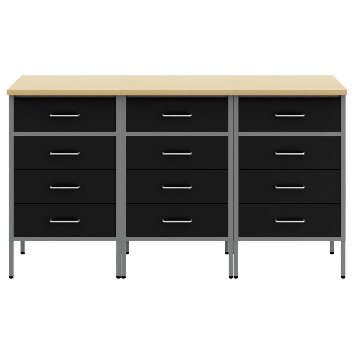 Werkbank mit Schubladen 3 pcs Schwarz und Grau 150 x 55 x 85 cm