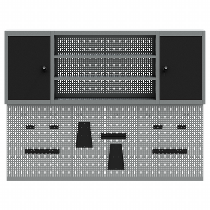 Werkzeugschrank und Pegboard Set mit Regal 6 pcs Schwarz