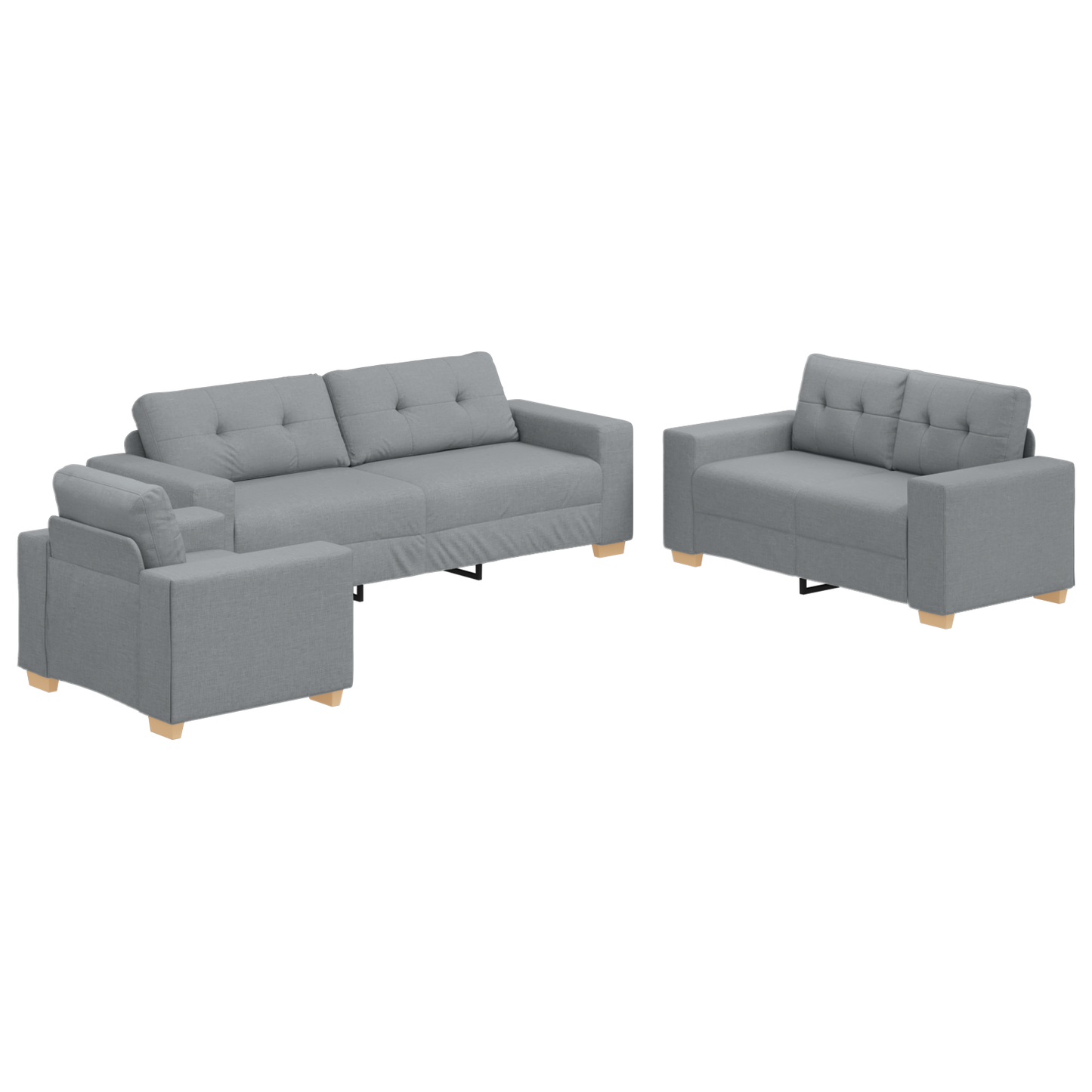 Sofa Set mit Kissen mit Kissen Grau Stoff