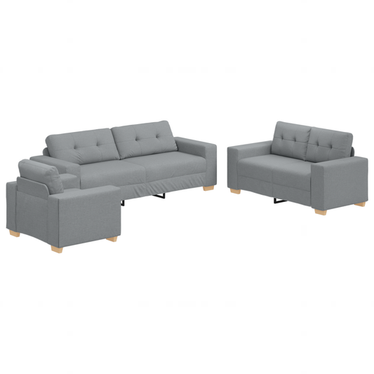 Sofa Set mit Kissen mit Kissen Grau Stoff