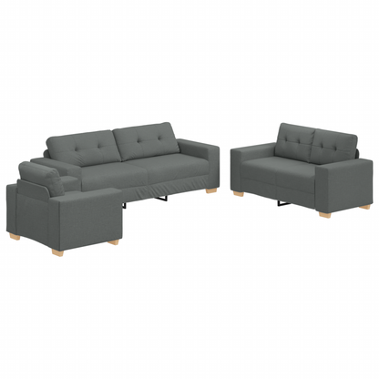Sofa Set mit Kissen mit Kissen Grau Stoff